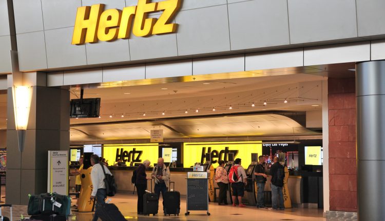 A Hertz car rental office in a Las Vegas airport