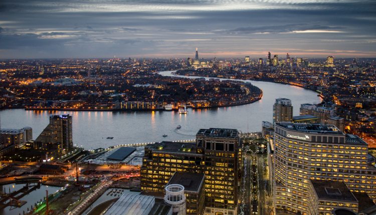 London cityscape at sunset