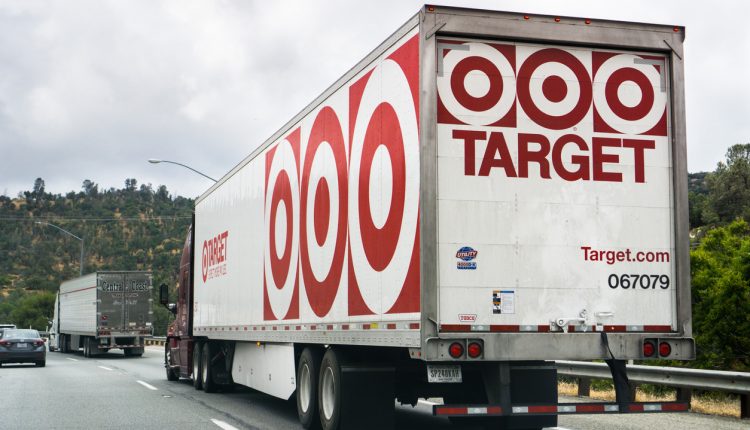 Target truck on a freeway near Bakersfield, California