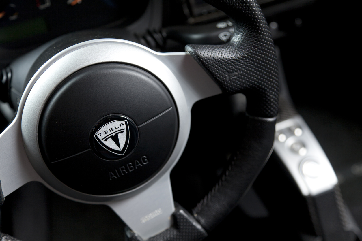 Tesla Roadster electric sports car interior