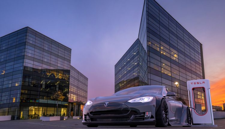 Tesla S at a charging point