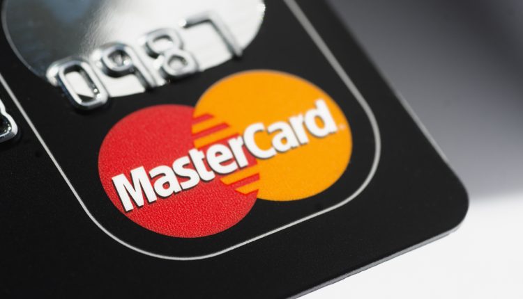 Close-up of a Mastercard debit card