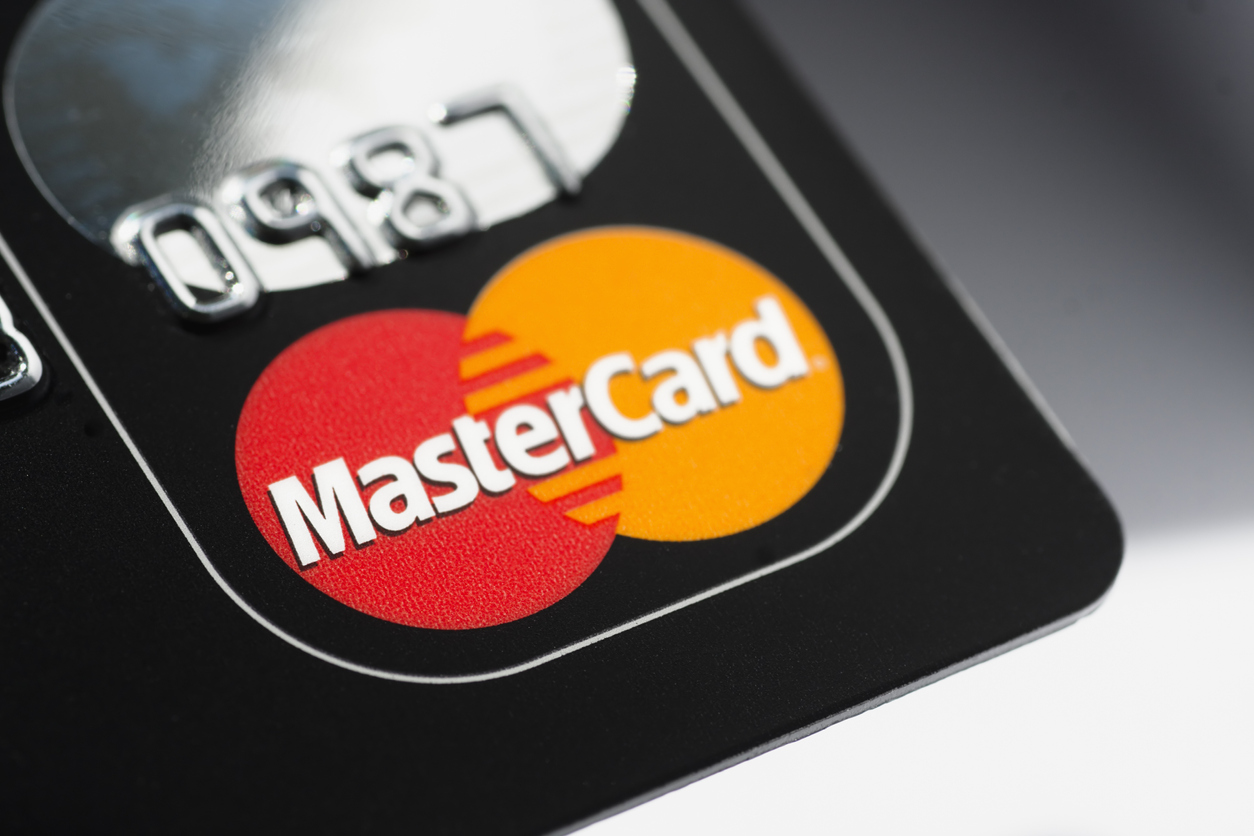 Close-up of a Mastercard debit card
