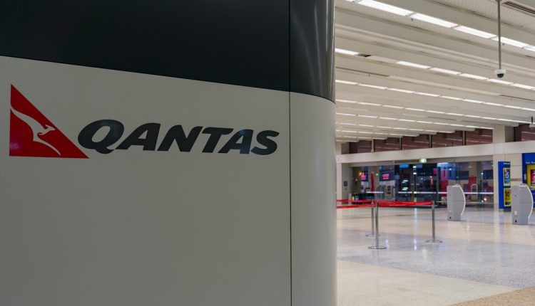Qantas sign on a terminal at Melbourne Airport