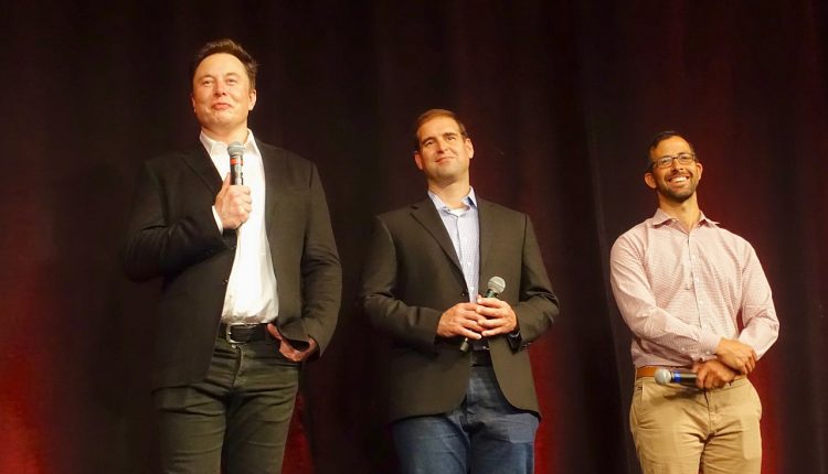 elon musk, JB Straubel and Drew Baglino at the Tesla 2019 Annual Shareholder Meeting