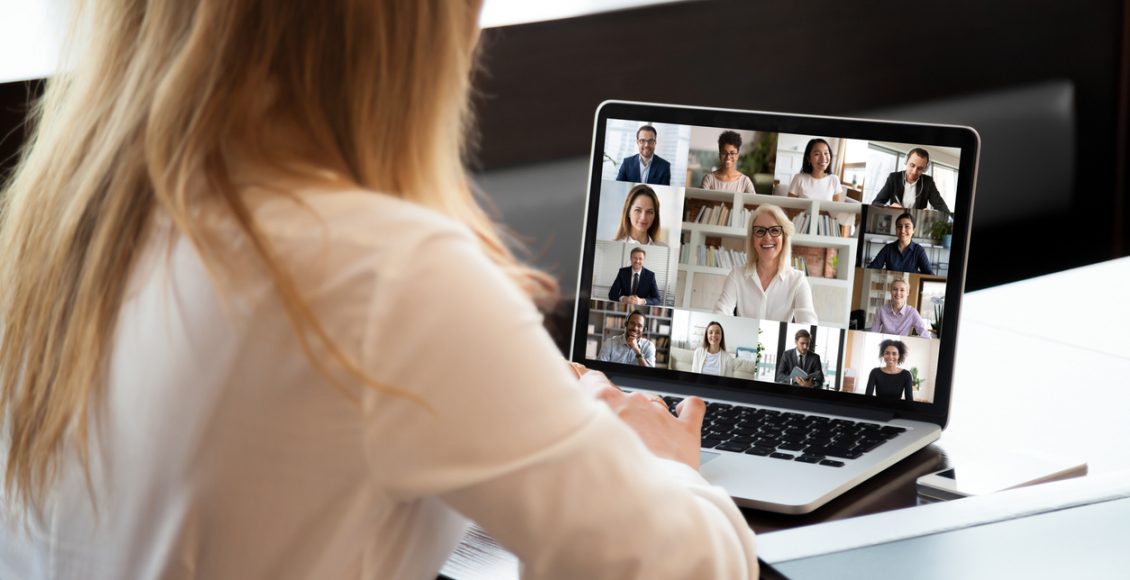 Businesspeople holding a video conference