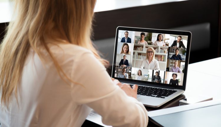 Businesspeople holding a video conference