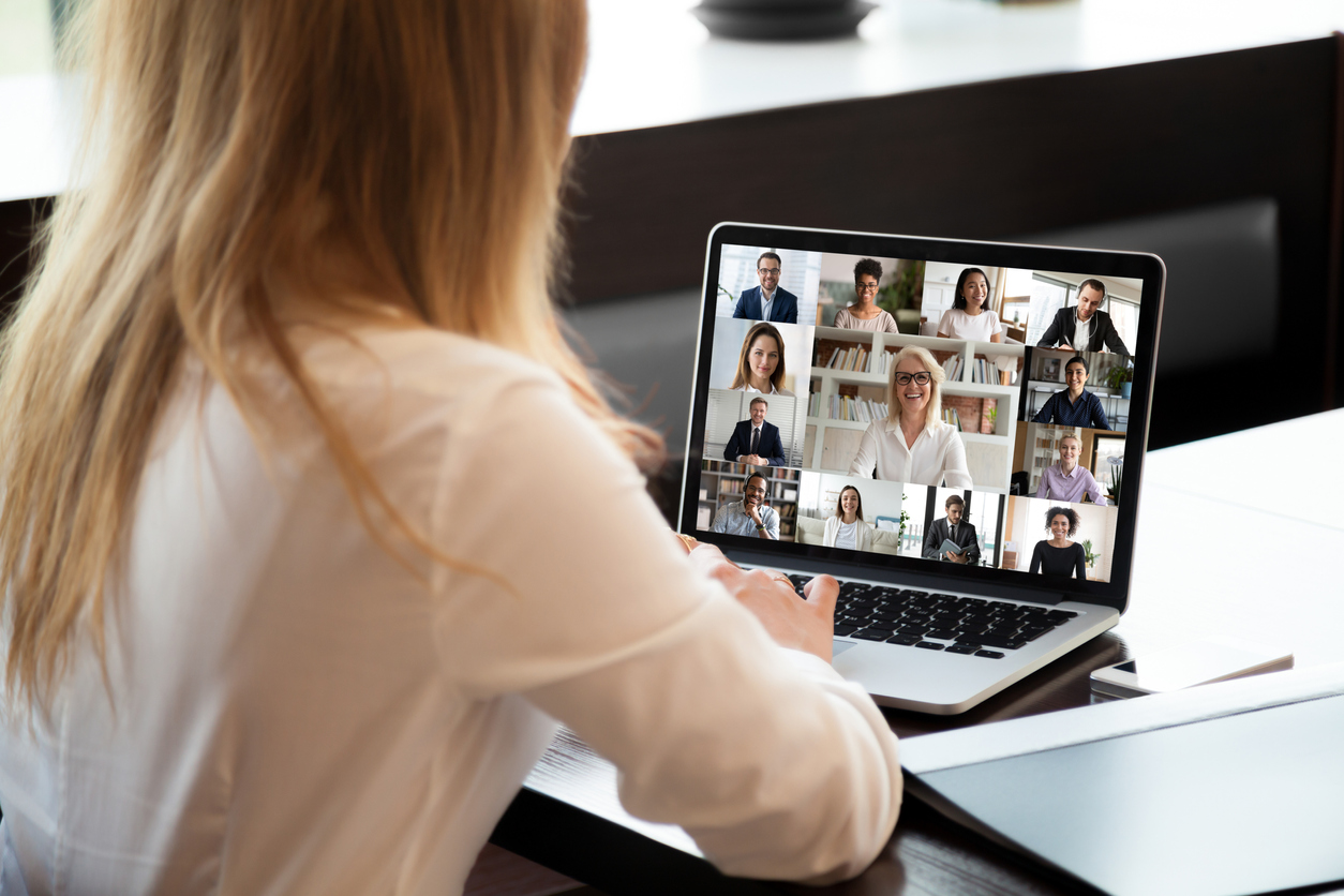 Businesspeople holding a video conference