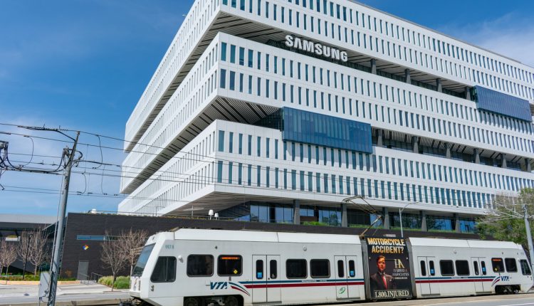 Samsung headquarters in Silicon Valley near light rail tram