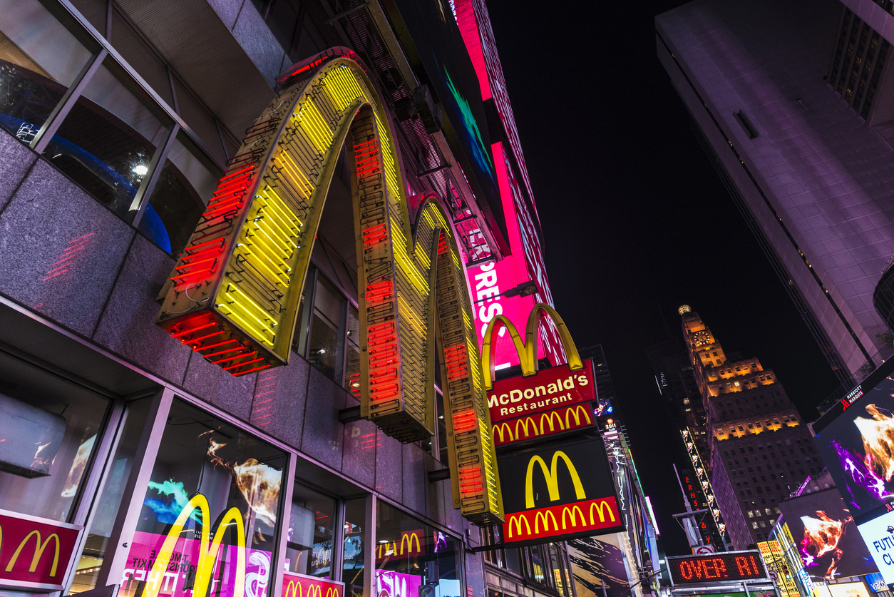 McDonald's restaurant in Times Square at night