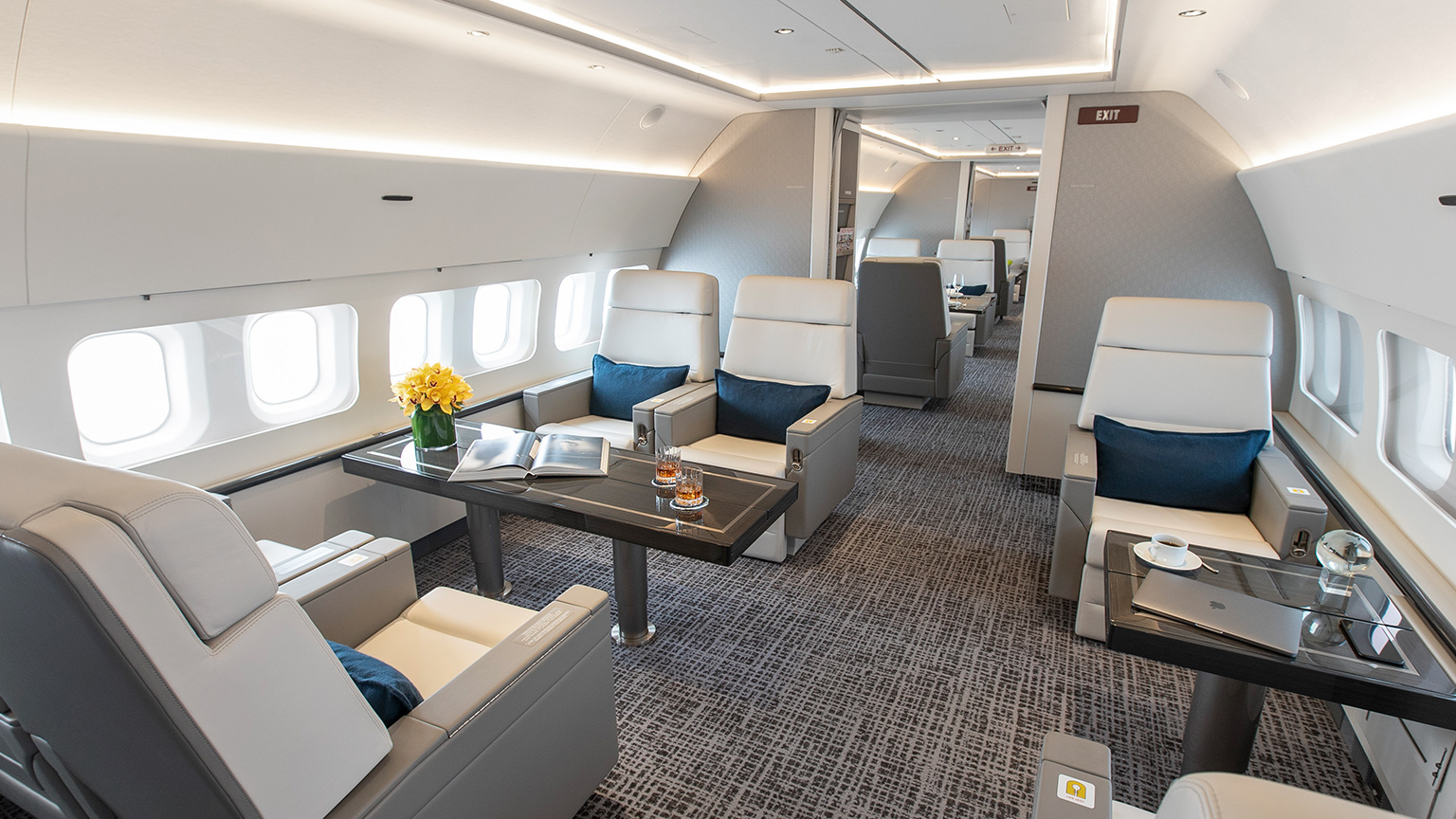 Inside the chartered Boeing Business Jet used by President Biden. Photo: Jet Edge International
