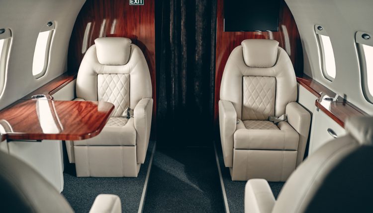 Passenger seats on a private jet