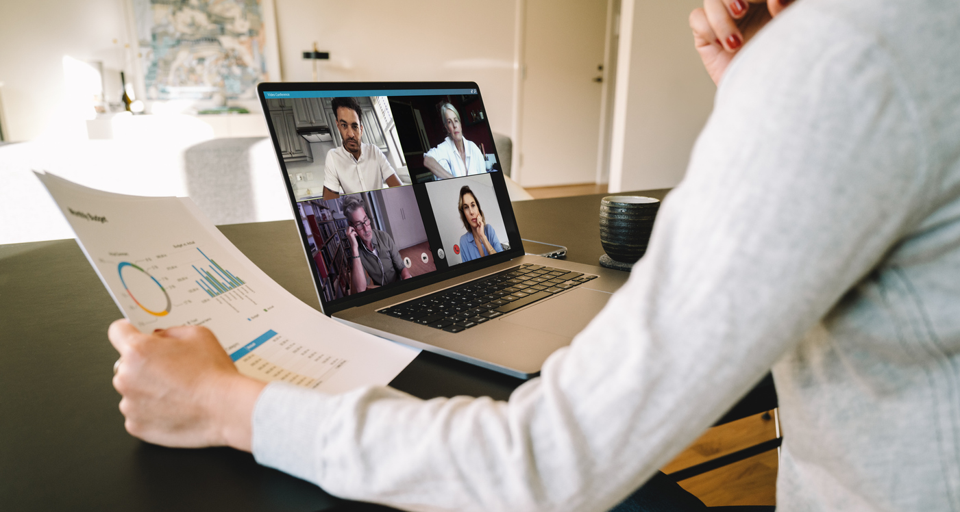 Senior business team in a video conference