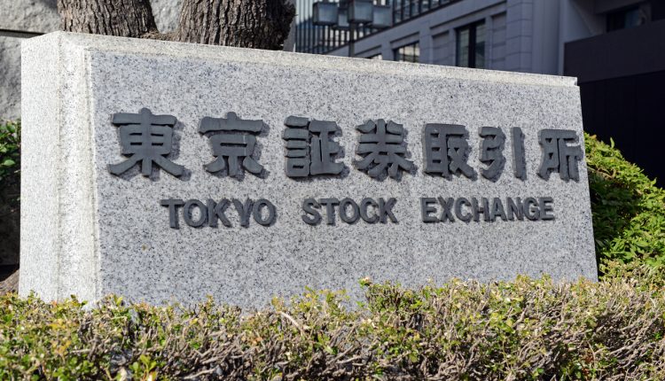 Sign outside the Tokyo Stock Exchange
