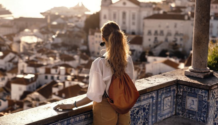 Young tourist exploring Iberian city