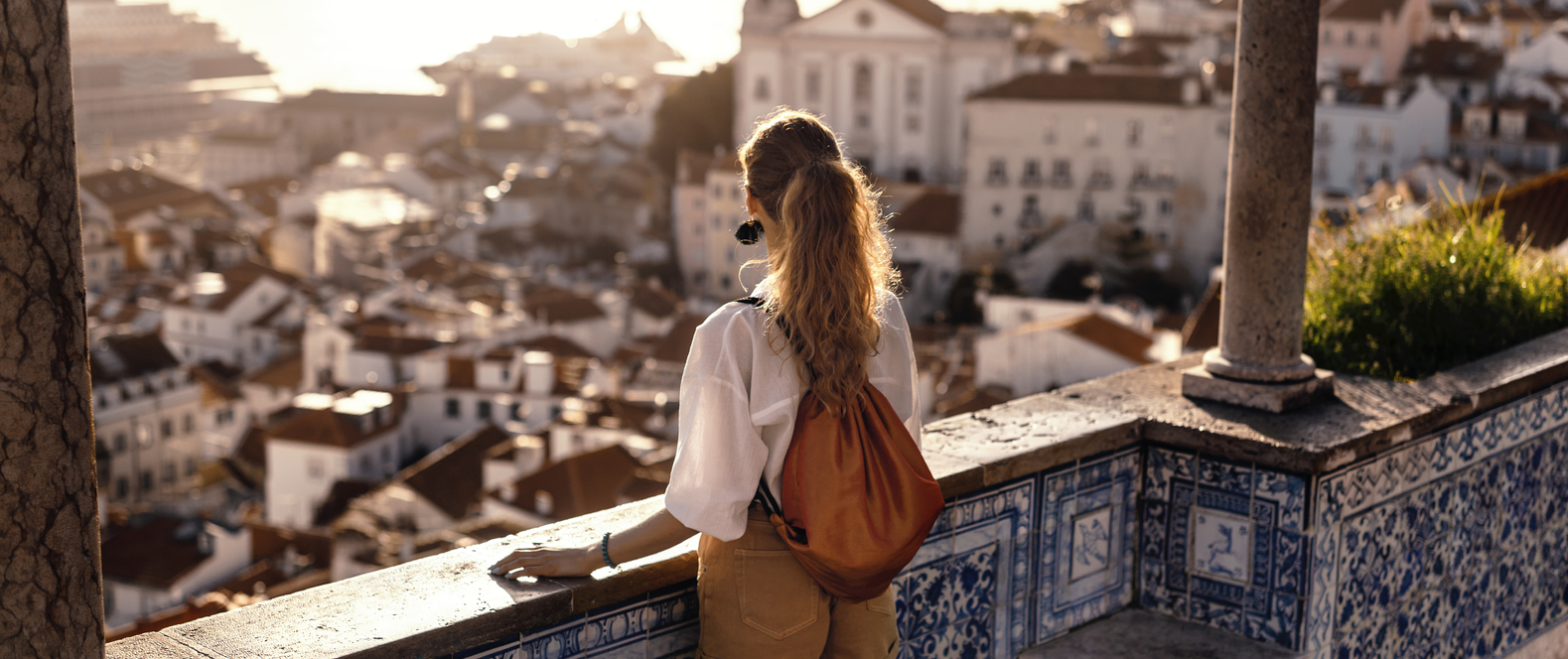 Young tourist exploring Iberian city