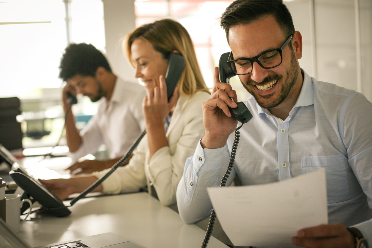 Call centre operators making sales