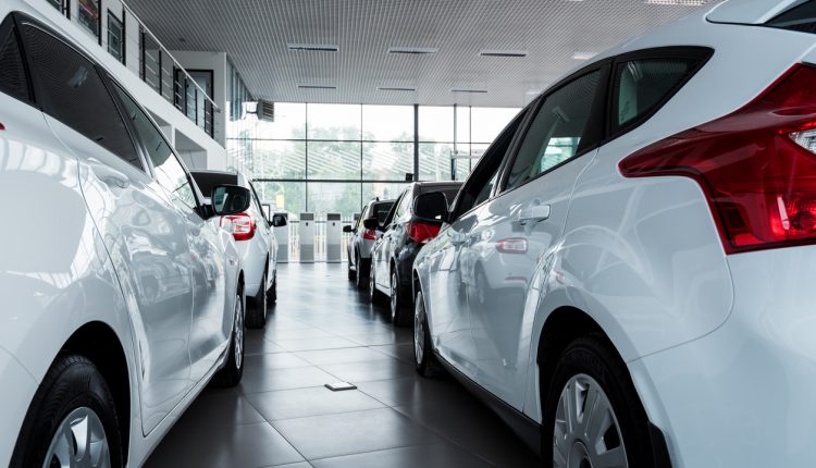 Cars in a dealership showroom