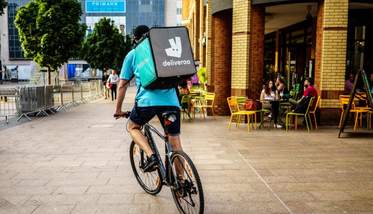 Deliveroo courier in Coventry City Centre