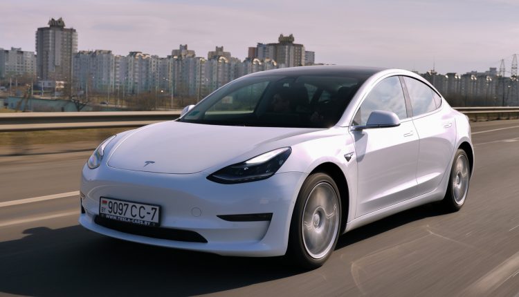 Tesla Model 3 on a motorway