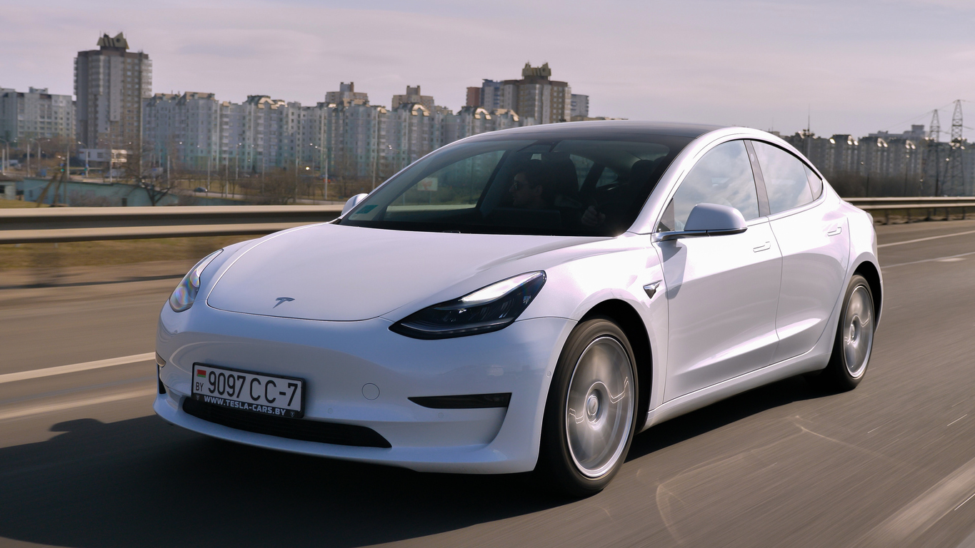 Tesla Model 3 on a motorway