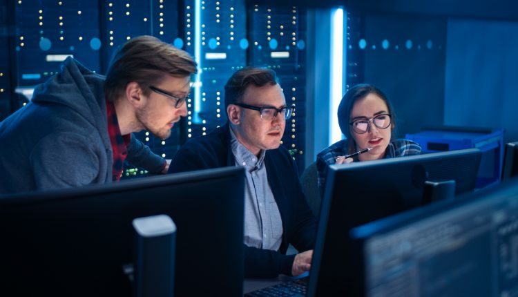 IT engineers in server room