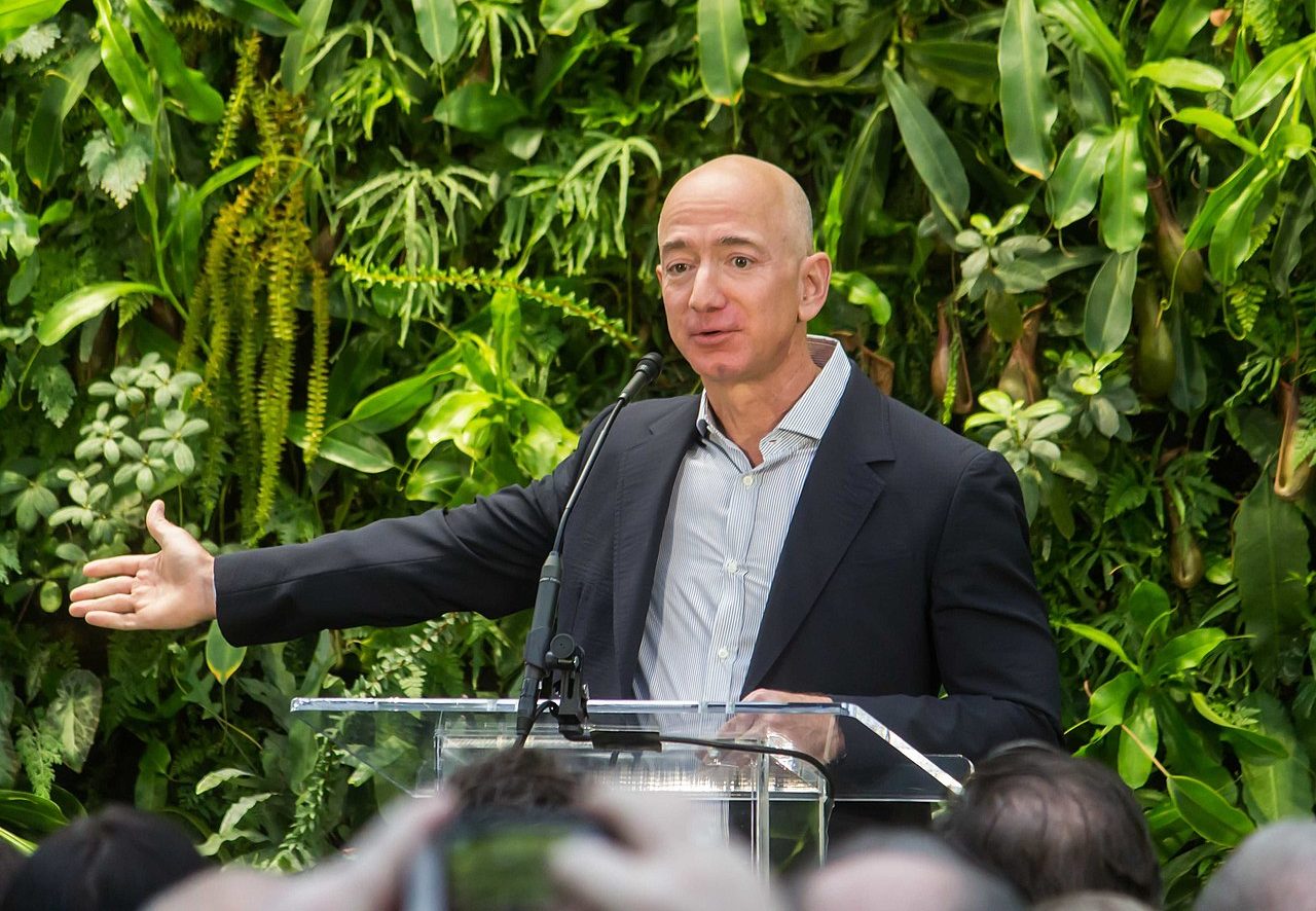 Jeff Bezos at the Amazon Spheres opening in Seattle