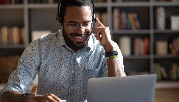 IT technician wearing headset