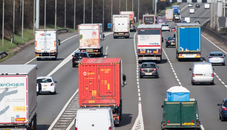 Lorries on UK motorway