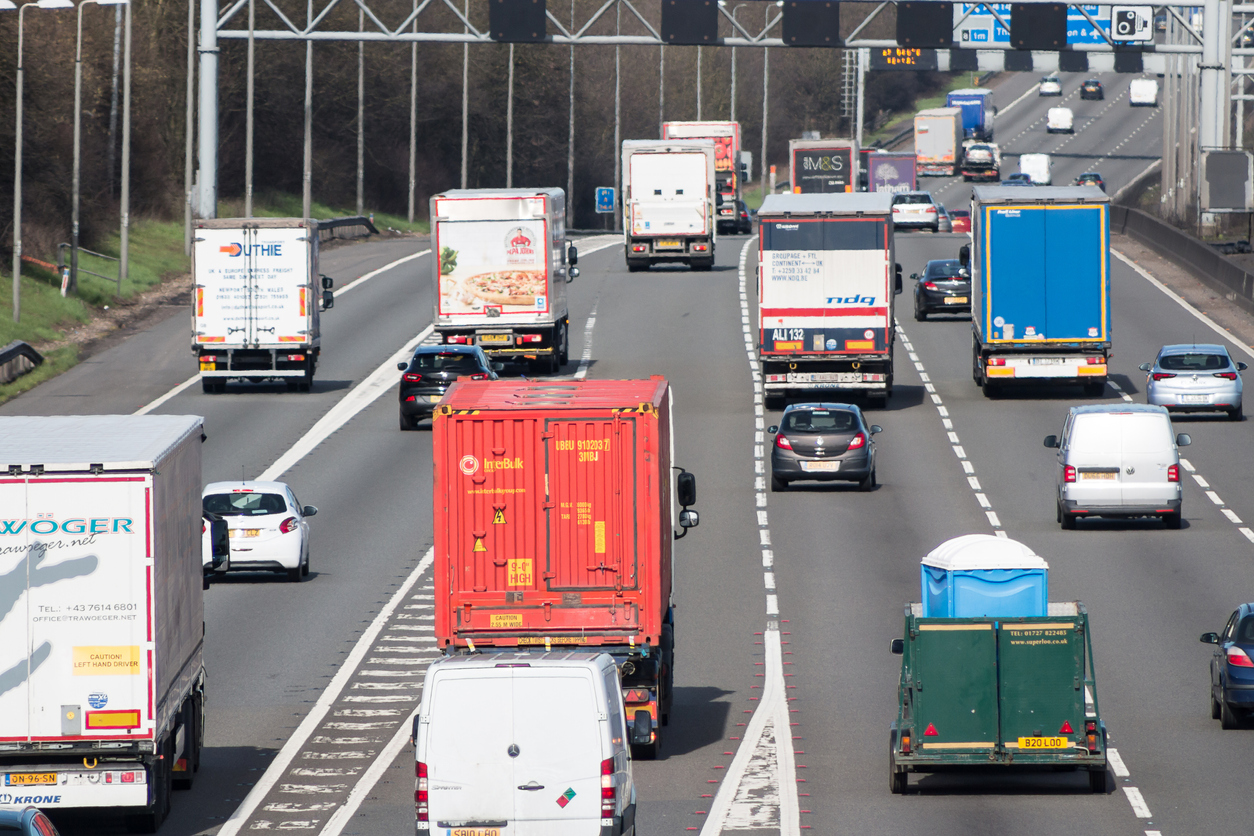 Lorries on UK motorway