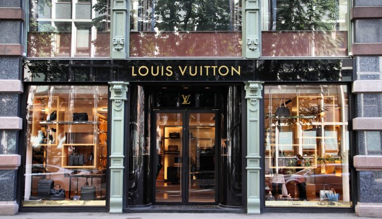 Louis Vuitton, luxury fashion store front, Oslo, Norway.