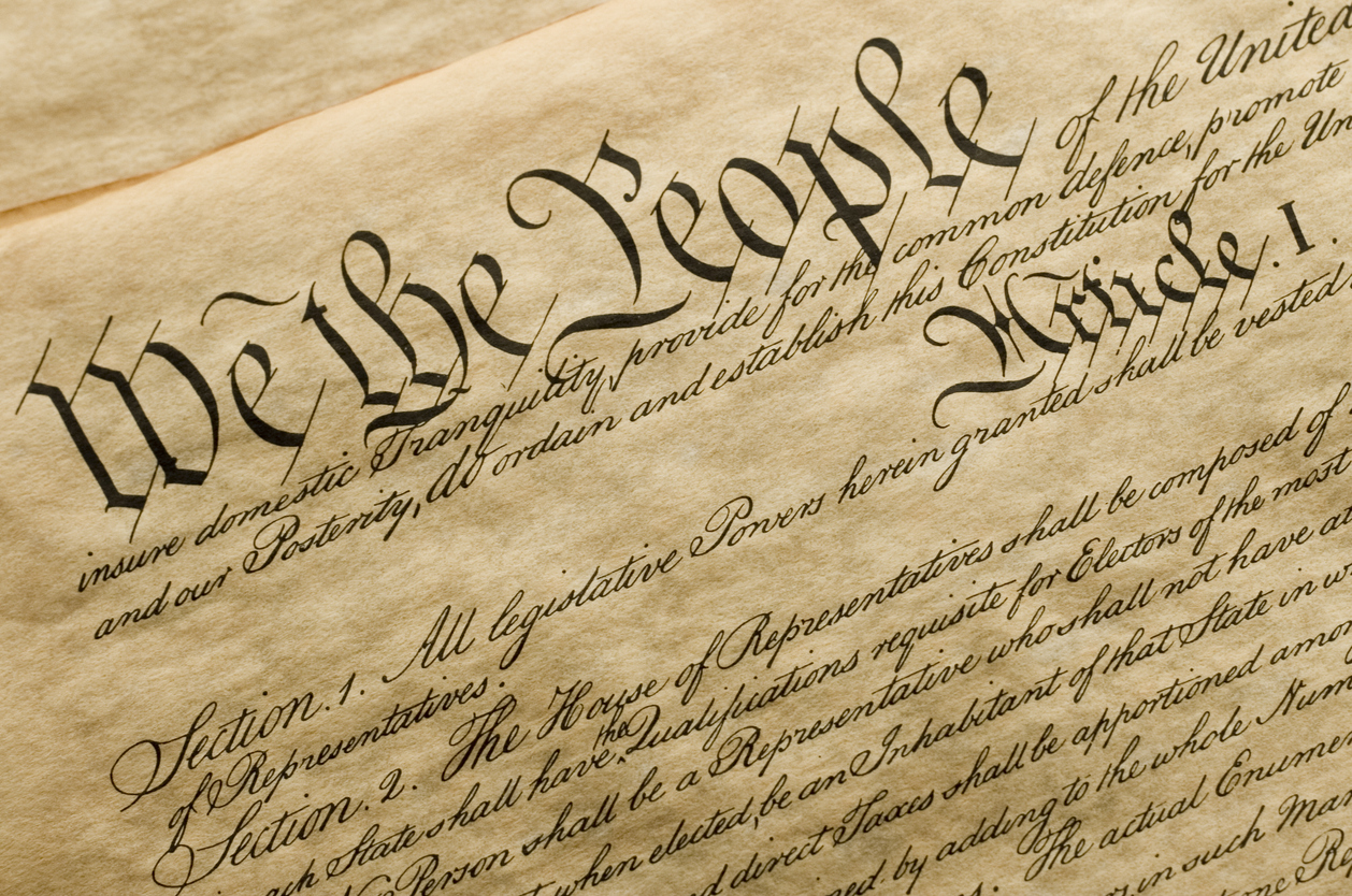 Copy of the cover of the U.S. Constitution.