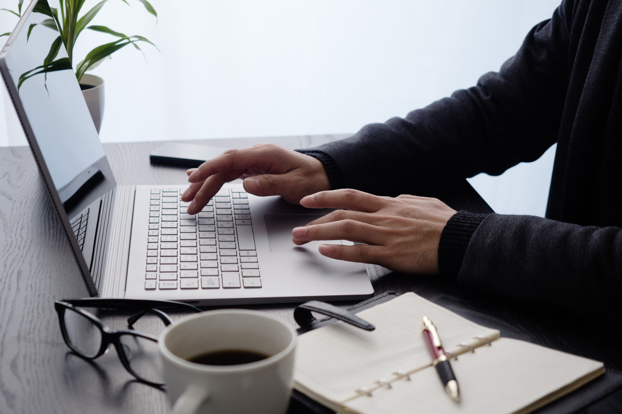 Man working from home on laptop