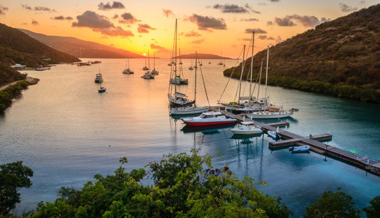 Beautiful sunset scene on the island of Virgin Gorda in British Virgin Islands