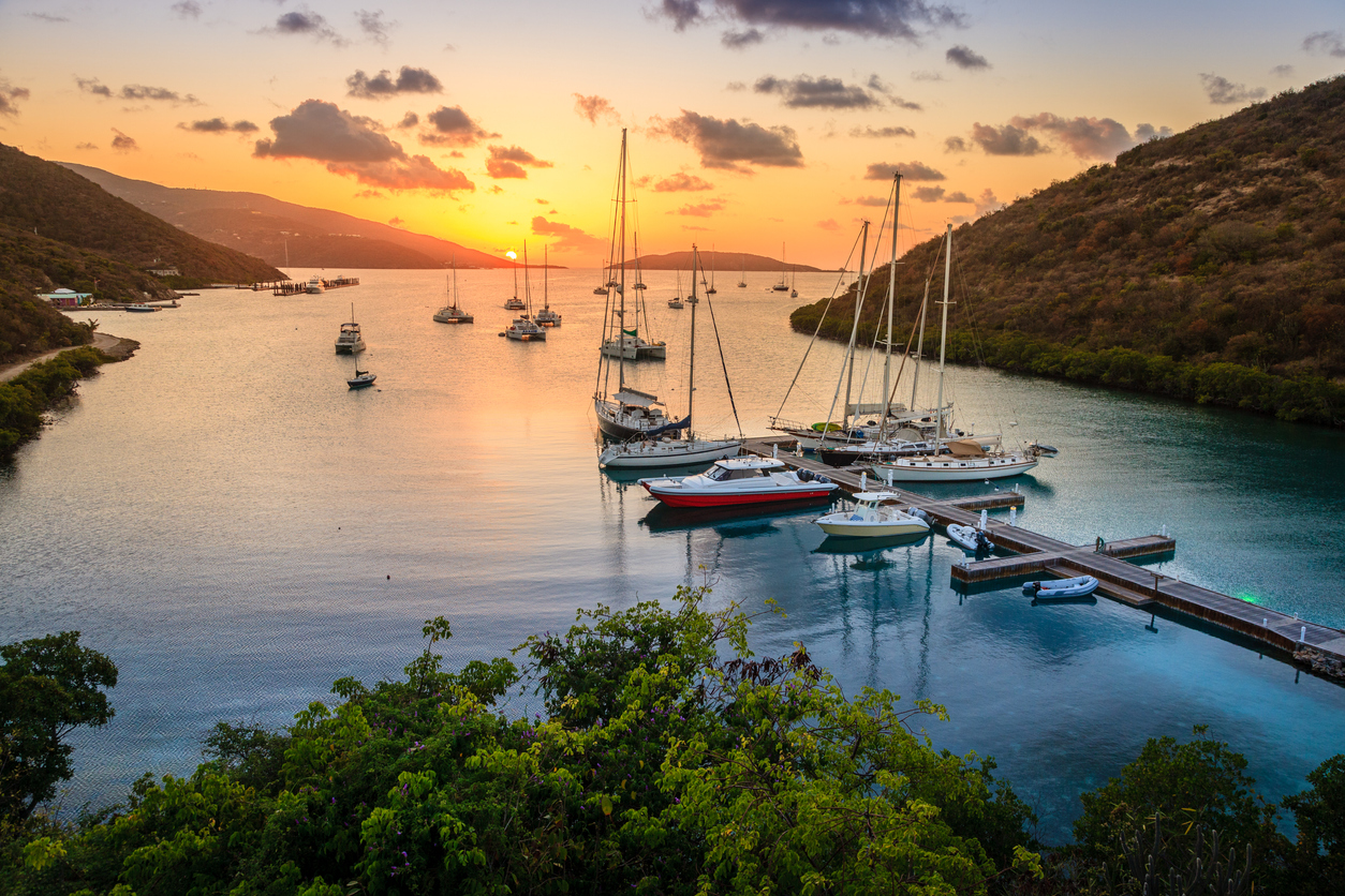 Beautiful sunset scene on the island of Virgin Gorda in British Virgin Islands