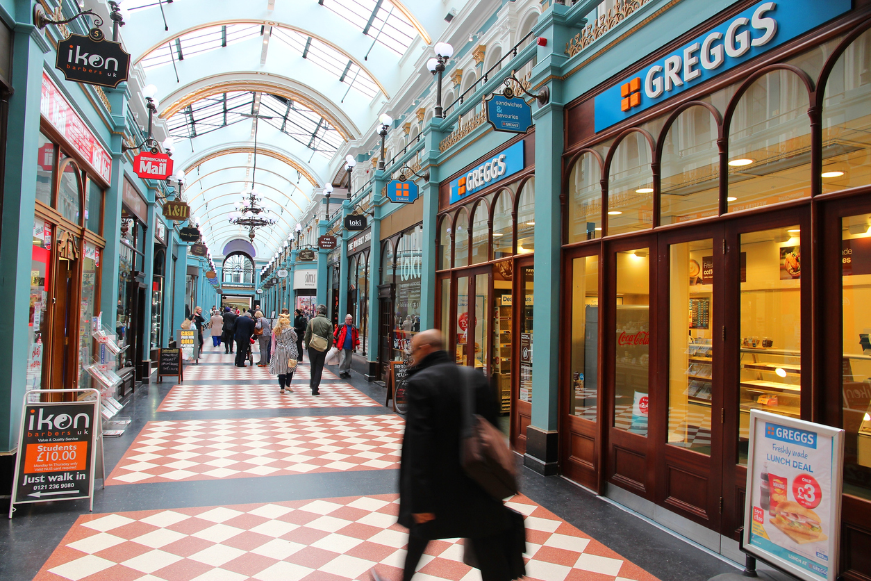 Greggs bakery in Great Western Arcade, Birmingham.