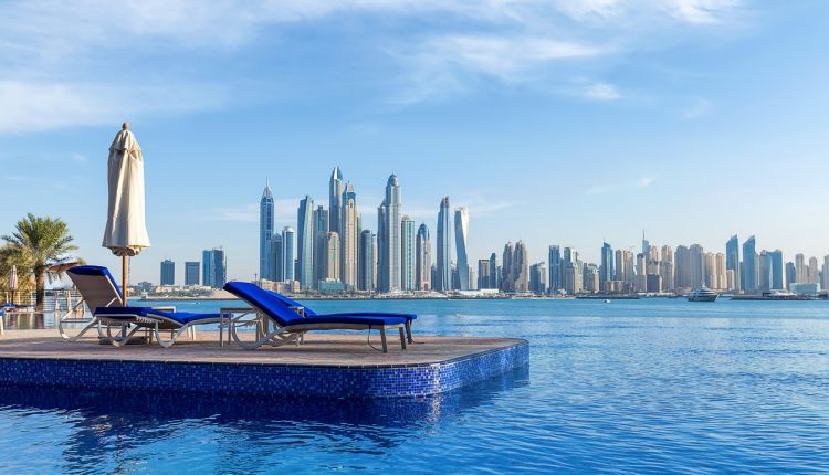 Luxury pool view of Dubai Marina