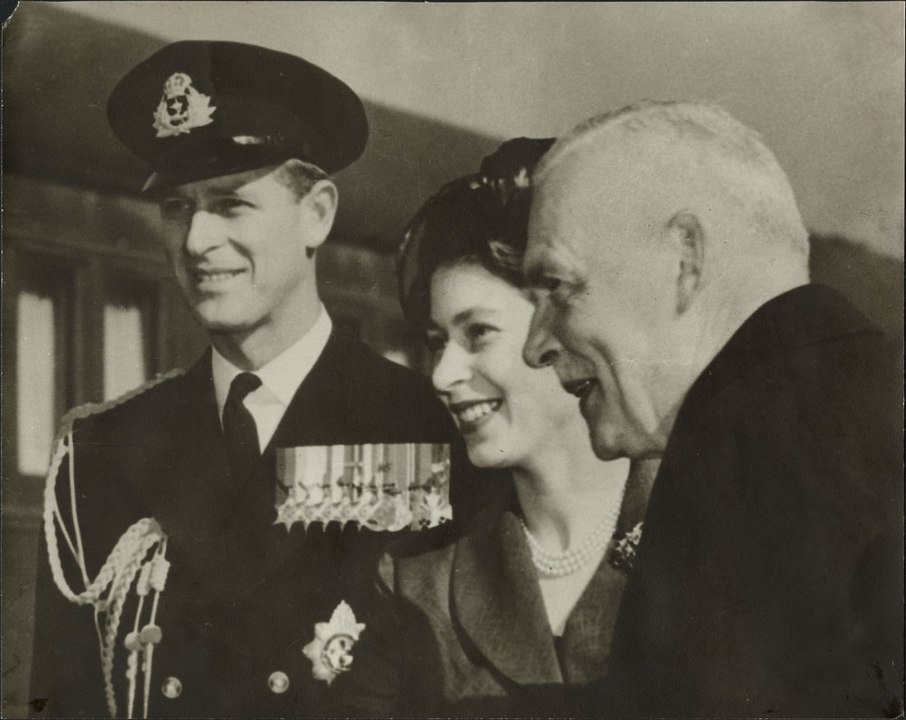 Prince Philip with Princess Elizabeth Prime Minister Louis St Laurent, 1951