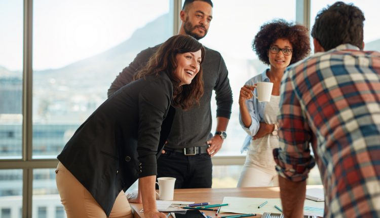 Friendly business team in meeting