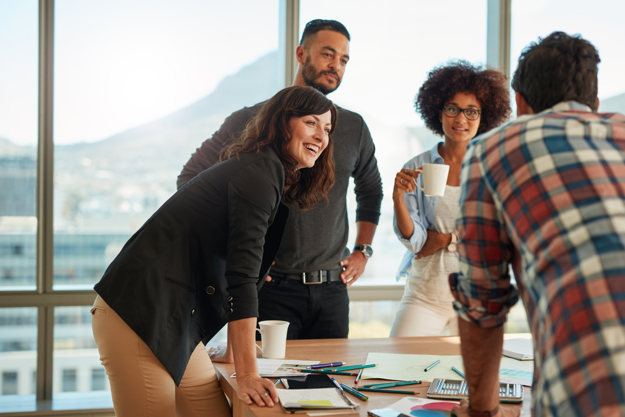 Friendly business team in meeting