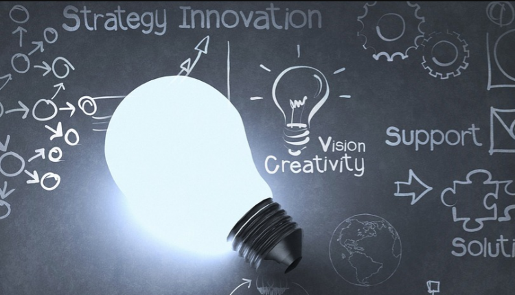 Strategy innovation mind map by light bulb