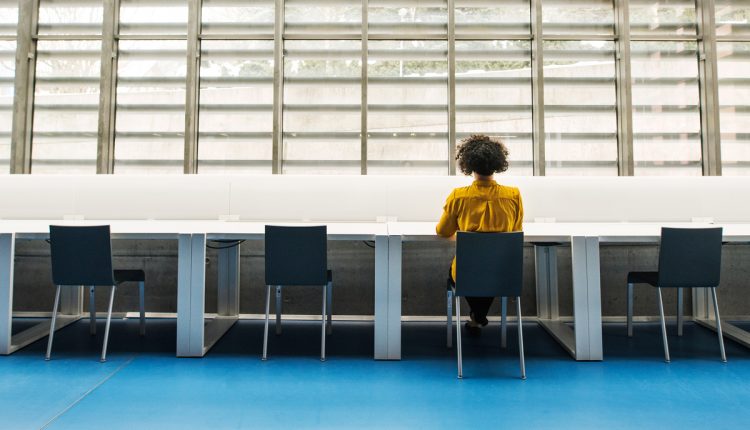 Employee alone in office