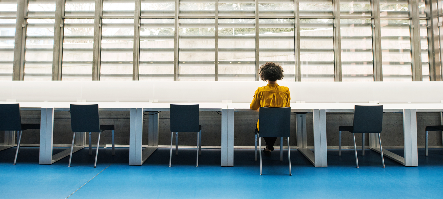 Employee alone in office