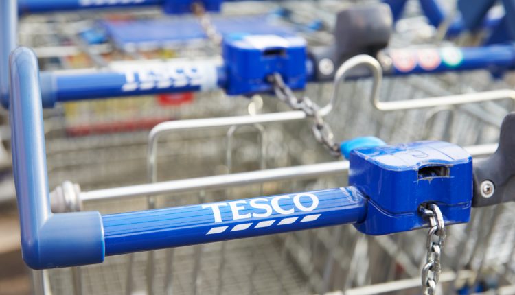 Shopping Trolleys Outside Tesco Supermarket