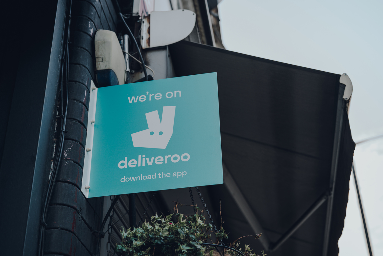 Deliveroo sign, London, UK.