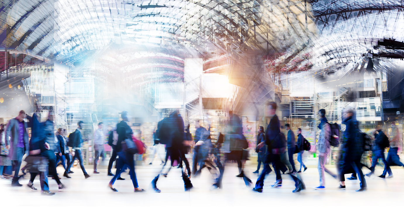 Commuters headed to work