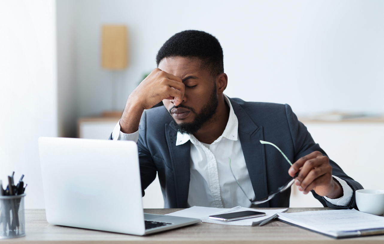 Stressed employee at work