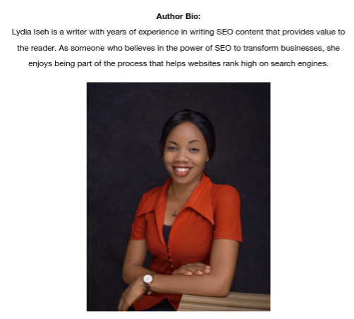 Author bio Lydia Iseh