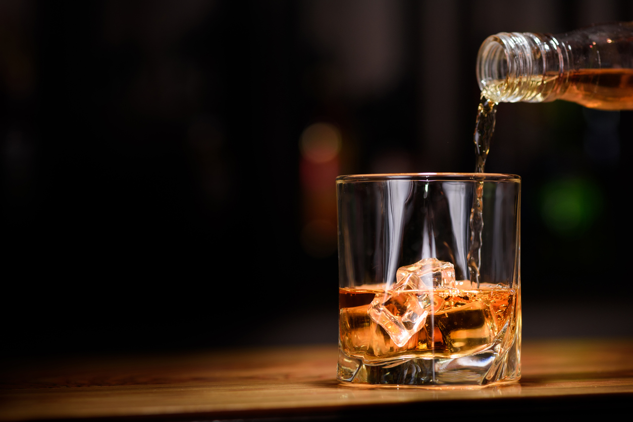 Whisky poured into glass