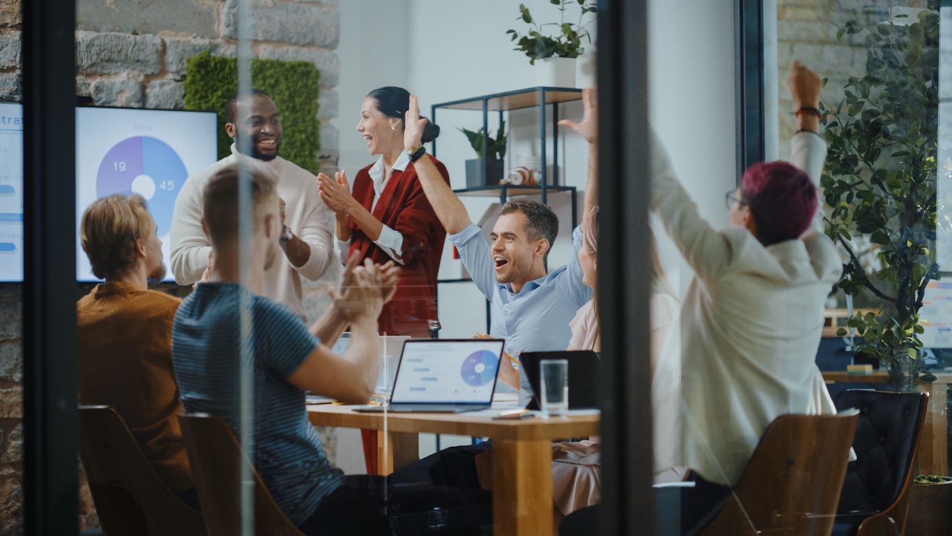 Group of entrepreneurs celebrating success